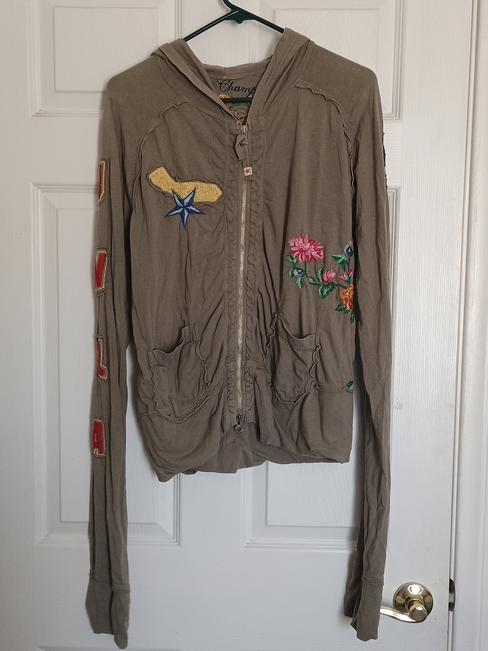 *Read Listing* JWLA (Johnny Was) Lightweight Taupe Embroidered Zip up Jacket